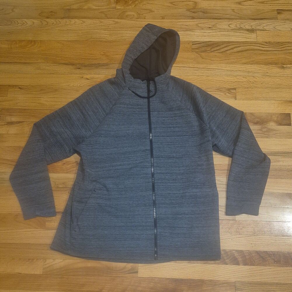 Russell Athletic Mens Hooded Grey Pullover Full Zip Pockets XL